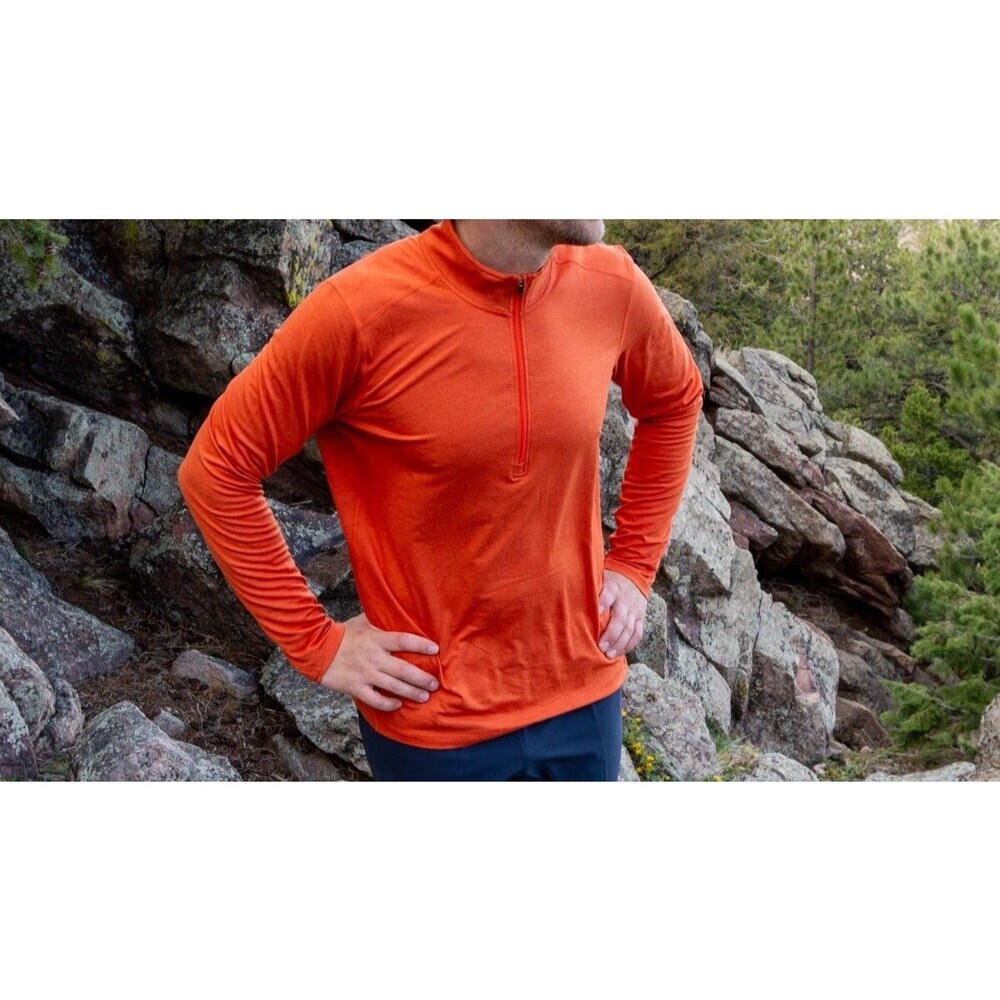 REI Co-op Men’s Midweight Half-Zip Top Shirt Base Layer Orange XXL Long Sleeve